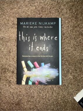 This Is Where It Ends by Marieke Nijkamp - Black Cover with Pastel Chalk Burst